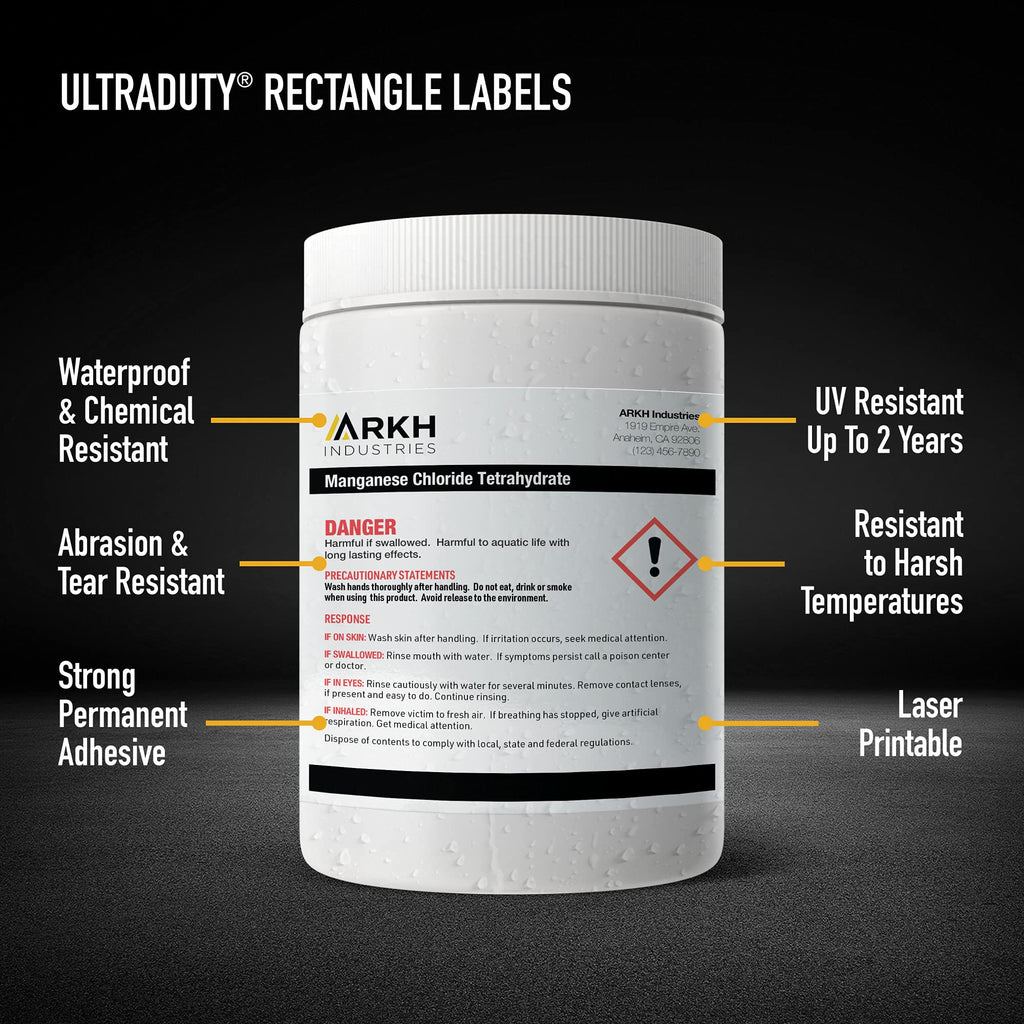 Avery® UltraDuty® GHS Labels, Waterproof, 1 x 4" White Rectangle Labels , 500 Total, Use with Laser Printers 1" X 4" 500 labels