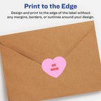 Avery® Printable Durable White Heart Labels, Sure Feed® Technology, 1.5" x 1.5", Print-to-the-Edge, Waterproof Labels, Laser & Pigment-Based Inkjet Compatible, 500 Total 500 labels