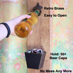 Rustic Beer Bottle Cap Catcher Wall Mounted with Drain Openings Aged Bronze 1