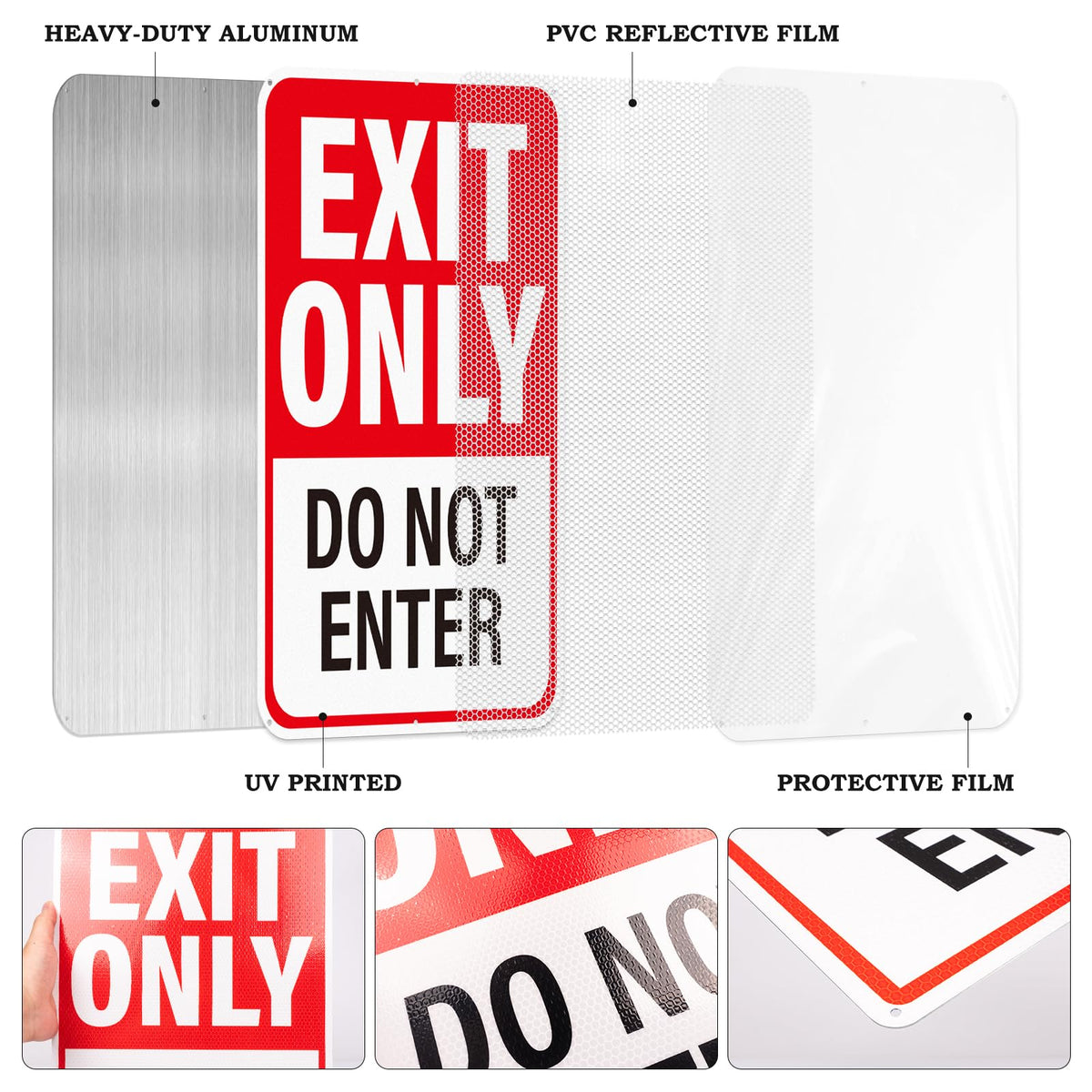 2Pack Exit Only Do Not Enter Sign 18"×12" Engineer Grade Reflective