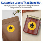 Avery Printable Round Labels, Sure Feed Technology, 1-2/3" Diameter, Bright Yellow Labels, Print-to-The-Edge, Laser/Inkjet Printable, 800 Total, Great for Stickers and Candles 800 Labels