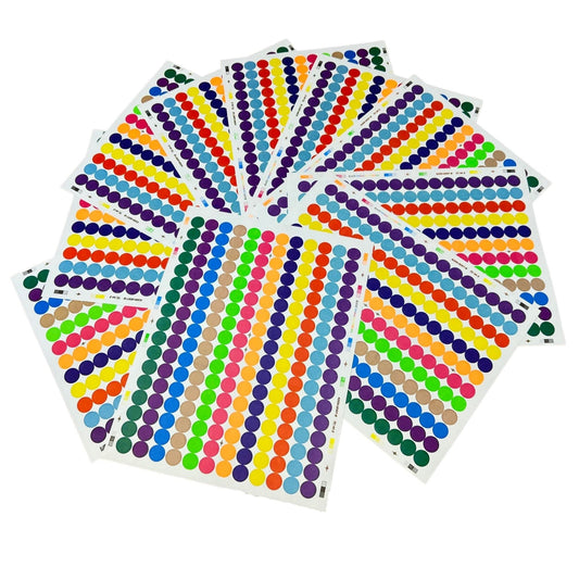 Tag-A-Room 1020 Colored Dot Stickers 1/2 Round Color Coding Labels Circle Dot Label Sticker for Offices, Classrooms, Paper, etc., 14 Bright Colors, 8 1/2 x 11" Sheet 1020 Pack