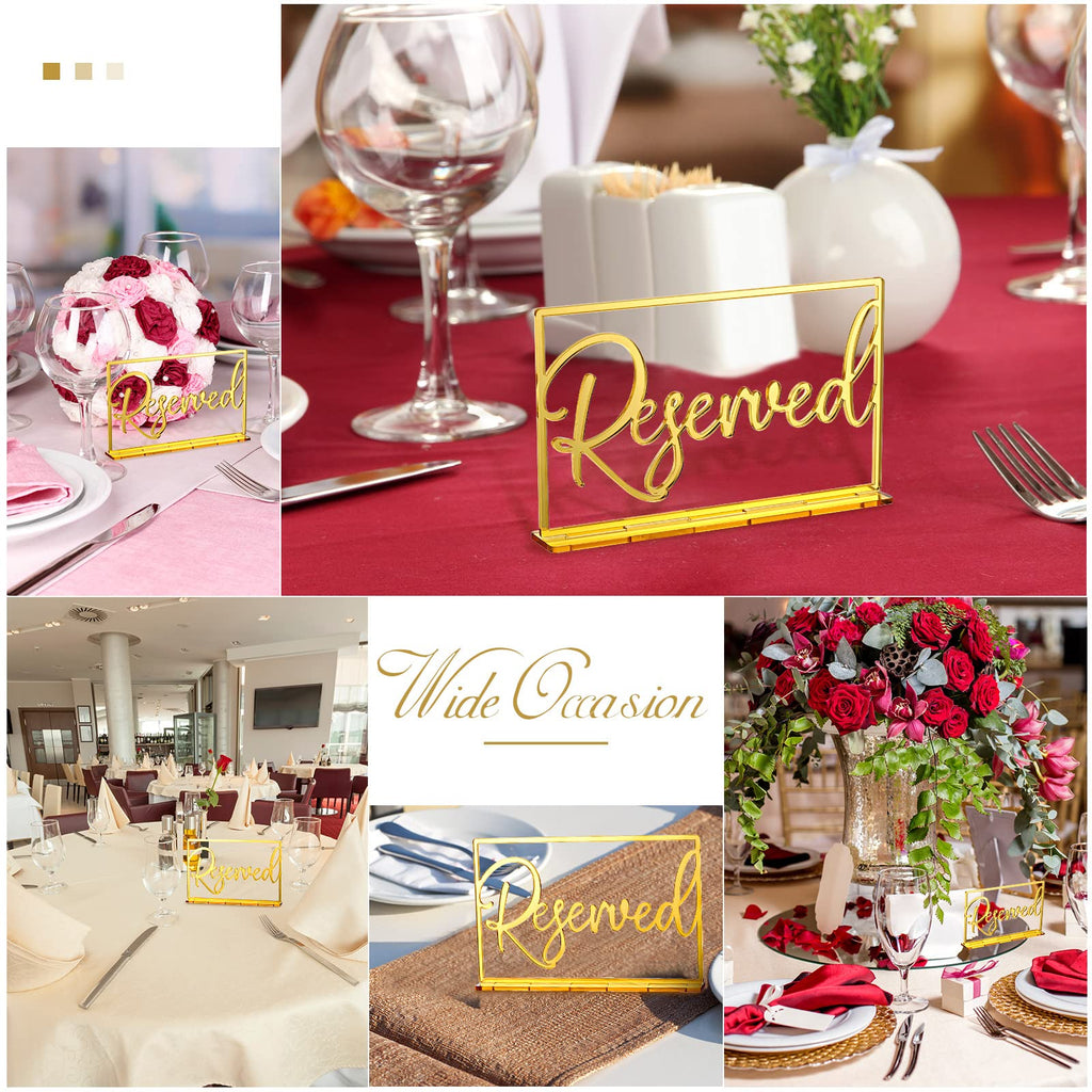 Yalikop 6 Pcs Acrylic Reserved Table Signs for Wedding Events, Gold