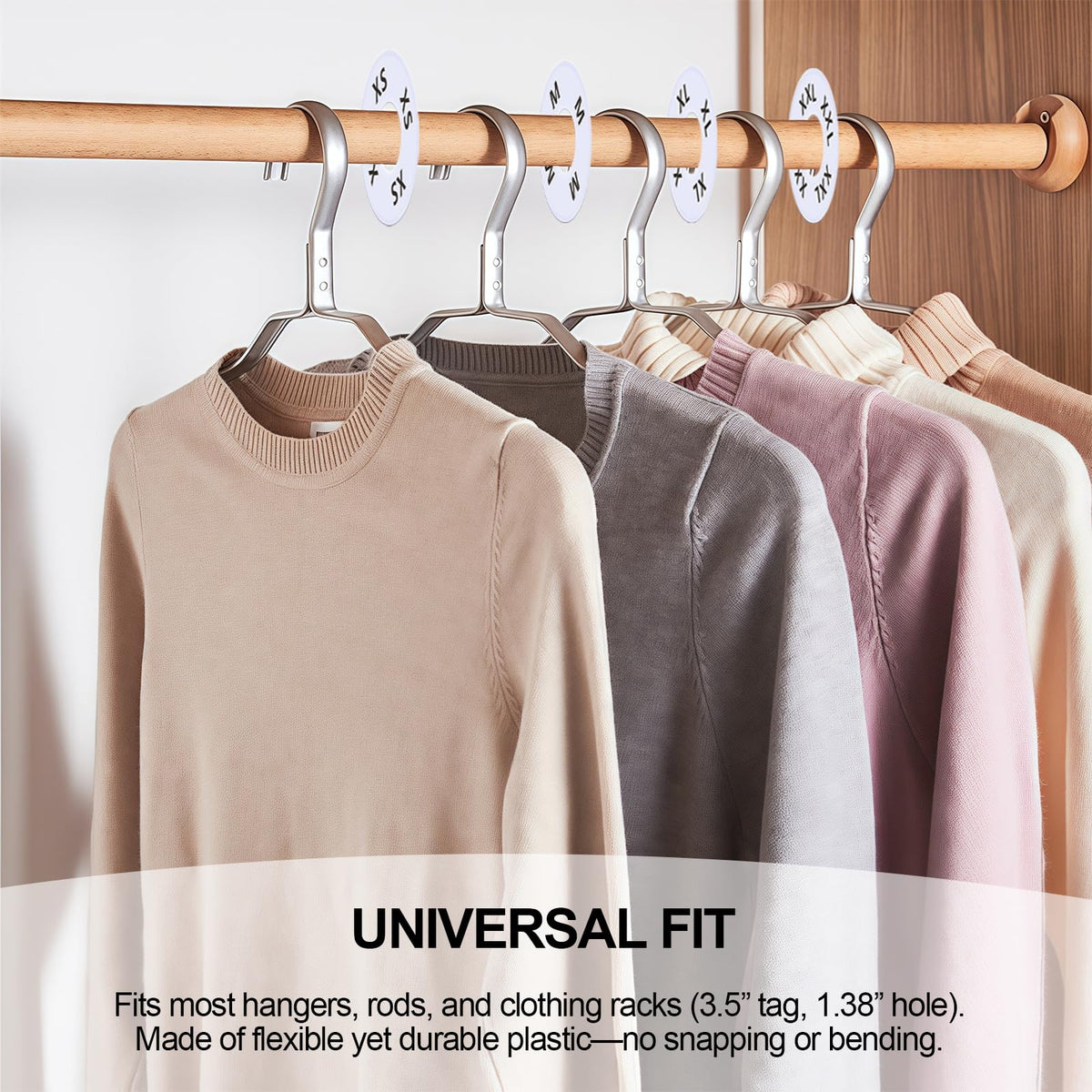 13 Pcs Clothing Rack Size Dividers Round White Plastic Size Markers for Clothing Rack Pre-Labeled (XXS-XXXL) & Blank Dividers & Erasable Pen for Closet, Retail Store, Wardrobe 13 Pcs