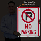 SmartSign 24 x 18 inch “No Parking” Metal Sign with Symbol, 80 mil Aluminum, 3M Laminated Engineer Grade Reflective Material, Red, Black and White