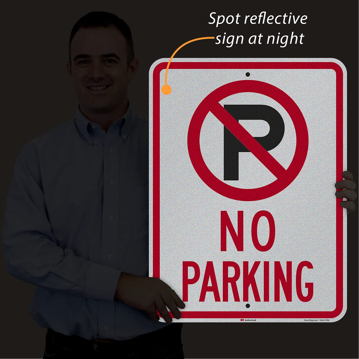 SmartSign 24 x 18 inch “No Parking” Metal Sign with Symbol, 80 mil Aluminum, 3M Laminated Engineer Grade Reflective Material, Red, Black and White