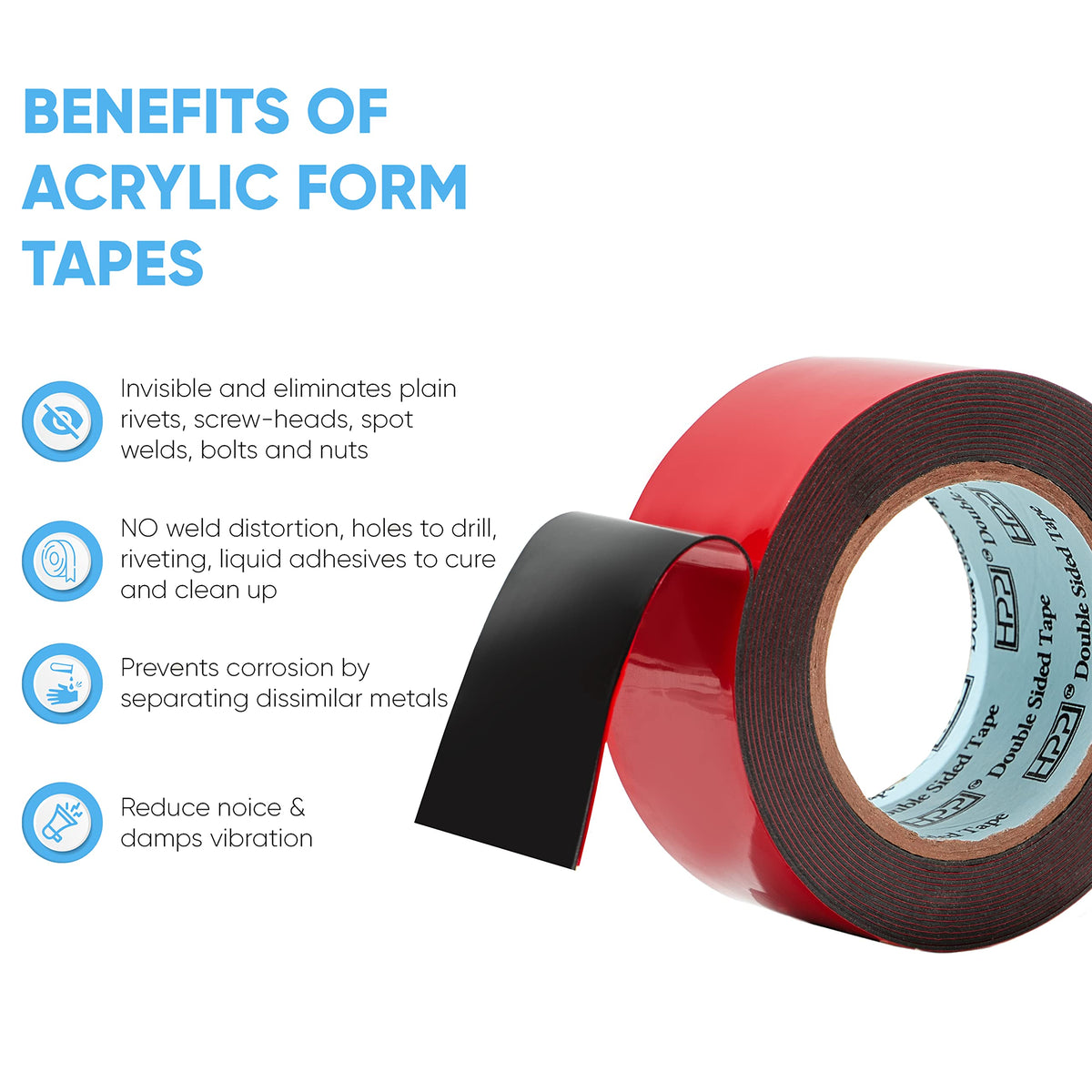 HPP Double Sided Tape, Heavy Duty Tape, Strong and Permanent for Outdoor and Indoor (2In x8Ft)