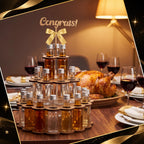 Mini Liquor Bottle Cake Wood Shelf Party Centerpiece Display, Gold