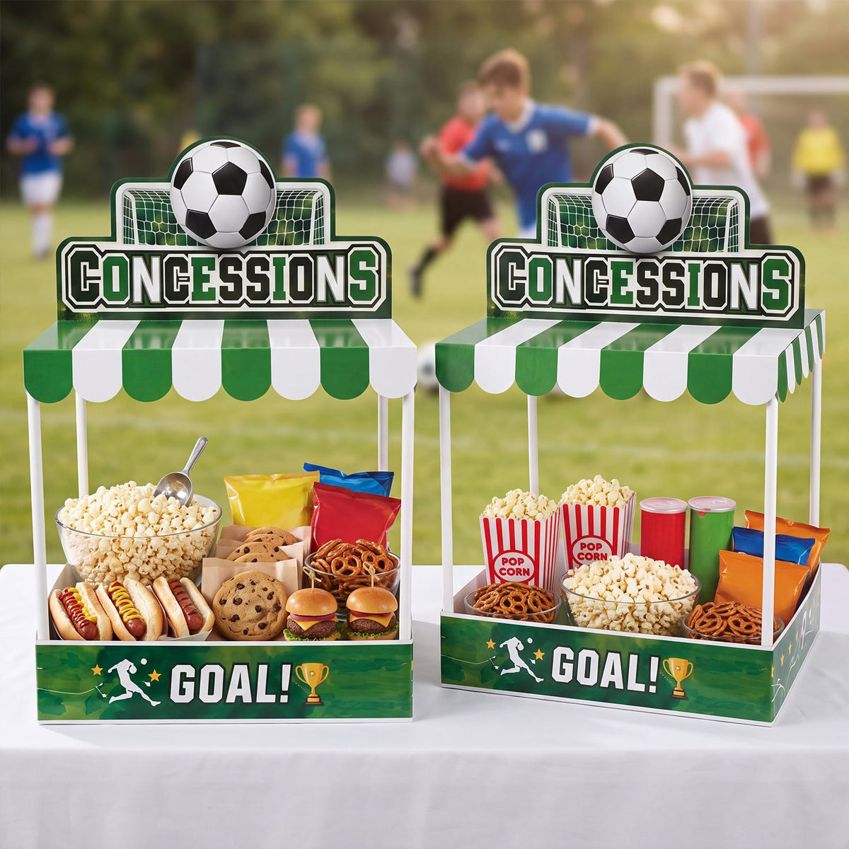 Willinglong 2 Set Soccer Party Decor Concession Treat Stand 20.5" x 12"
