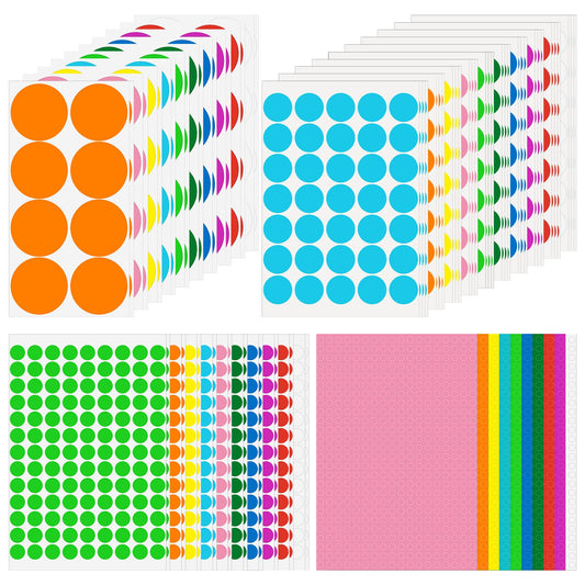 8580 Pcs 1/4 Inch 1/2 Inch 1 Inch 2 Inch Colored Dot Stickers 10 Colors Round Coding Labels 4 Sizes Adhesive Colored Circle Stickers Circle Labels Versatile Sticky Dots for Office Classroom Home