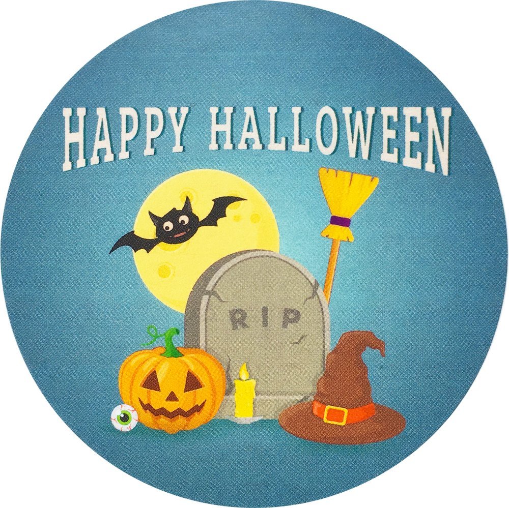 Happy Halloween Stickers 2.5 Inch Round Circle Dots 4 Different Designs 100 Total Adhesive Stickers