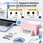 Bluetooth Thermal Label Printer,4x6 Shipping Label Printer Pink
