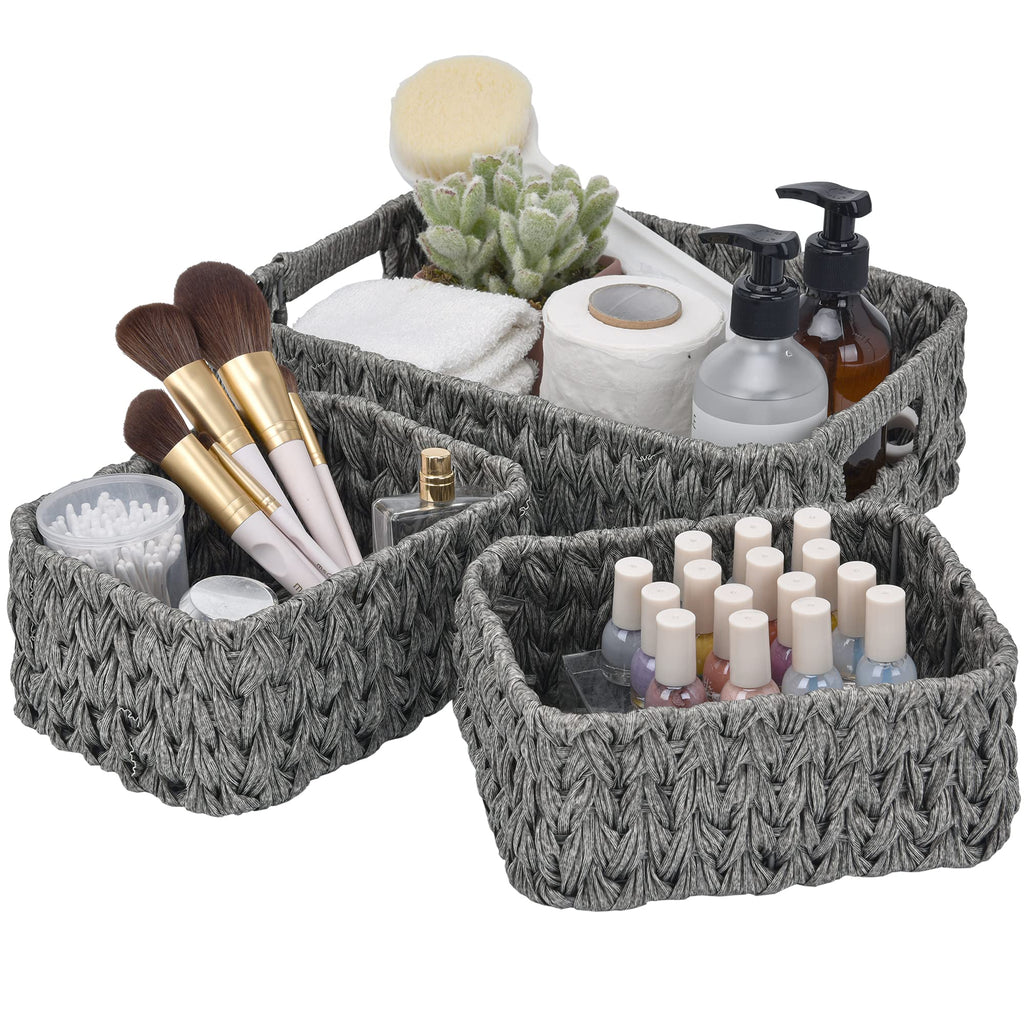GRANNY SAYS Bundle of 3-Pack Nesting Wicker Baskets & 2-Pack Wicker Shelf Baskets