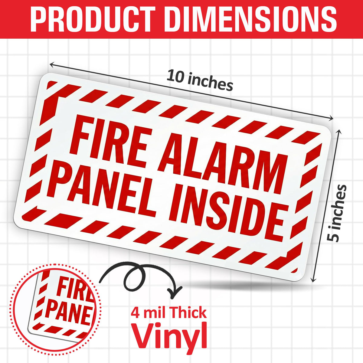 Fire Alarm Panel Inside Sticker 5x10 Inches Pack of 1 Vinyl Label | Red on White Color, High Visibility FACP Safety Decal | Weather Resistant, Easy Peel & Stick, Inspection Ready Non Reflective ( White and Red )