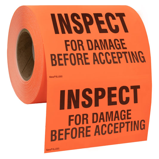 Kenco 3" X 5" Inspect for Damage Before Accepting Shipping Label Stickers for Shipping or Packing -500 Labels Per Roll 1 PACK