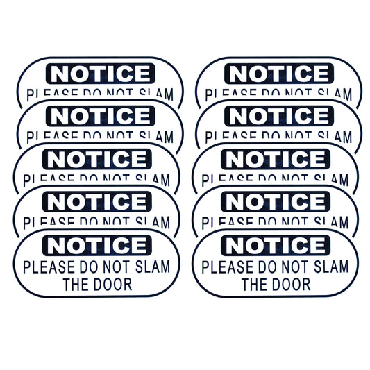 10 pcs Oblong Do Not Slam The Door Vinyl Stickers,UV Waterproof Scratch Resistant Film Labels,2 inches by 4.5 inches Self Adhesive Stickers