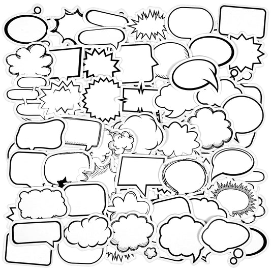 90PCS Adhesive Dialog Box Paper Stickers Name Tag Stickers Assorted Shape Paper Stickers of Writing for Diary, Planner, Scrapbook, Album, Notebook