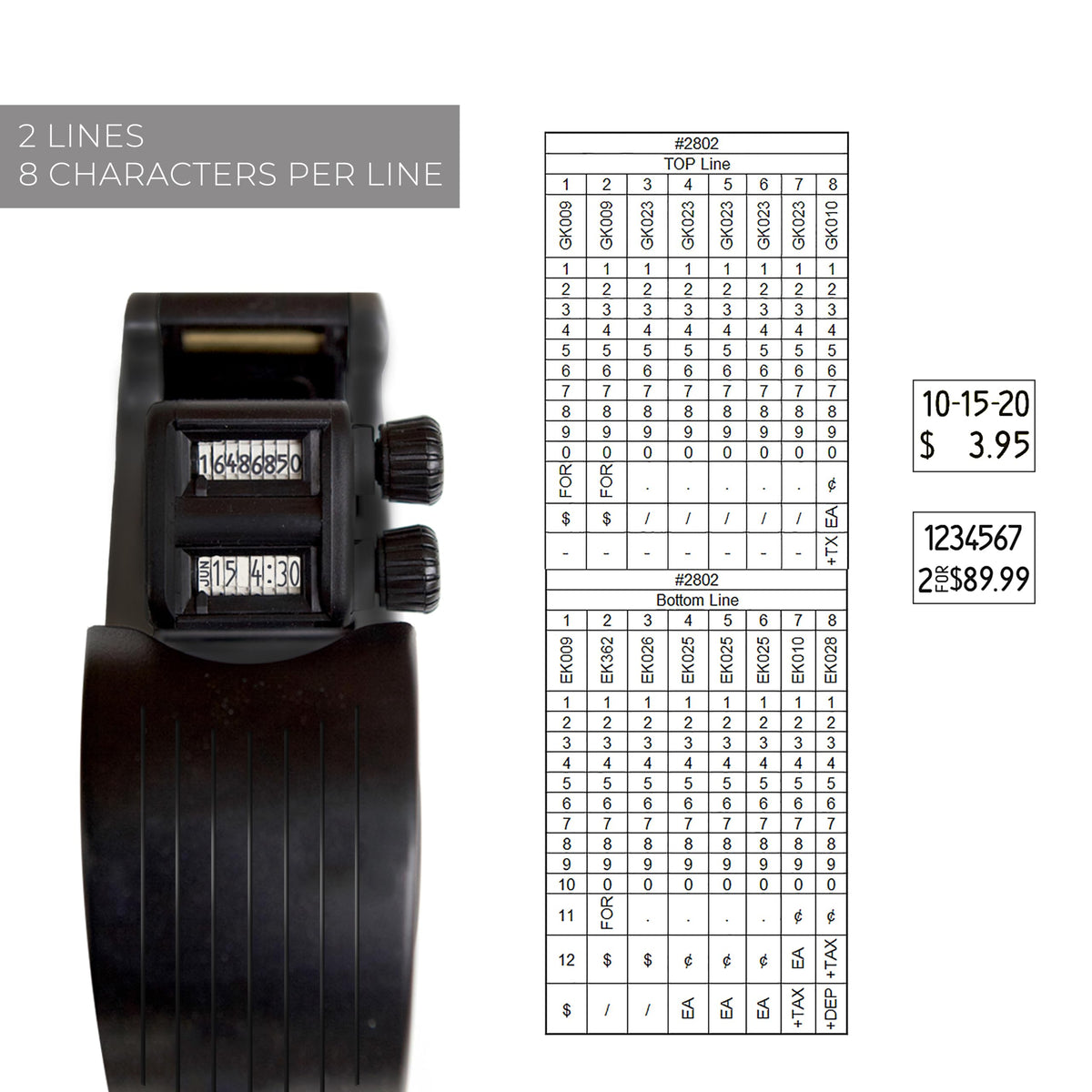 SBLABELS Garvey 22-88 Digit Double Line Price Marking Gun / 2 Line Date Pricing Sticker Labeler / 8 Character Digit 2-Line Dating Gun/Small Business Essentials / 16mm x 22mm Label Compatibility