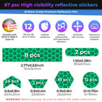 LOOM® Reflective Stickers for Bikes & Helmets | 67pc Brilliant, Green Brilliant-green