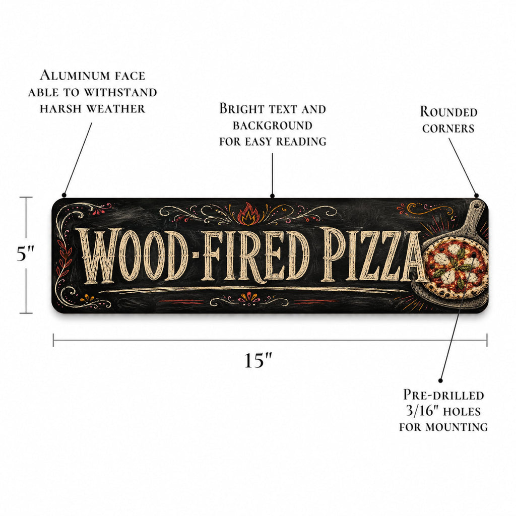 Vintage "Wood Fired Pizza" Chalkboard Metal Sign
