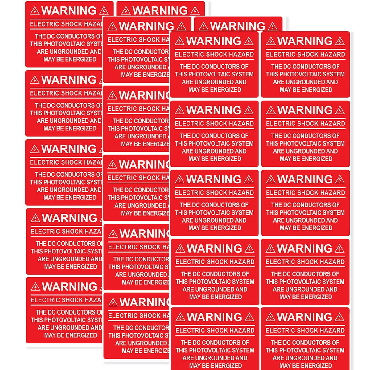30 PCS Ungrounded DC Conductor Warning Labels for Photovoltaic PV Systems - Code Compliant Solar Electrical Safety Stickers - UV Resistant, Waterproof Vinyl (4"x3")