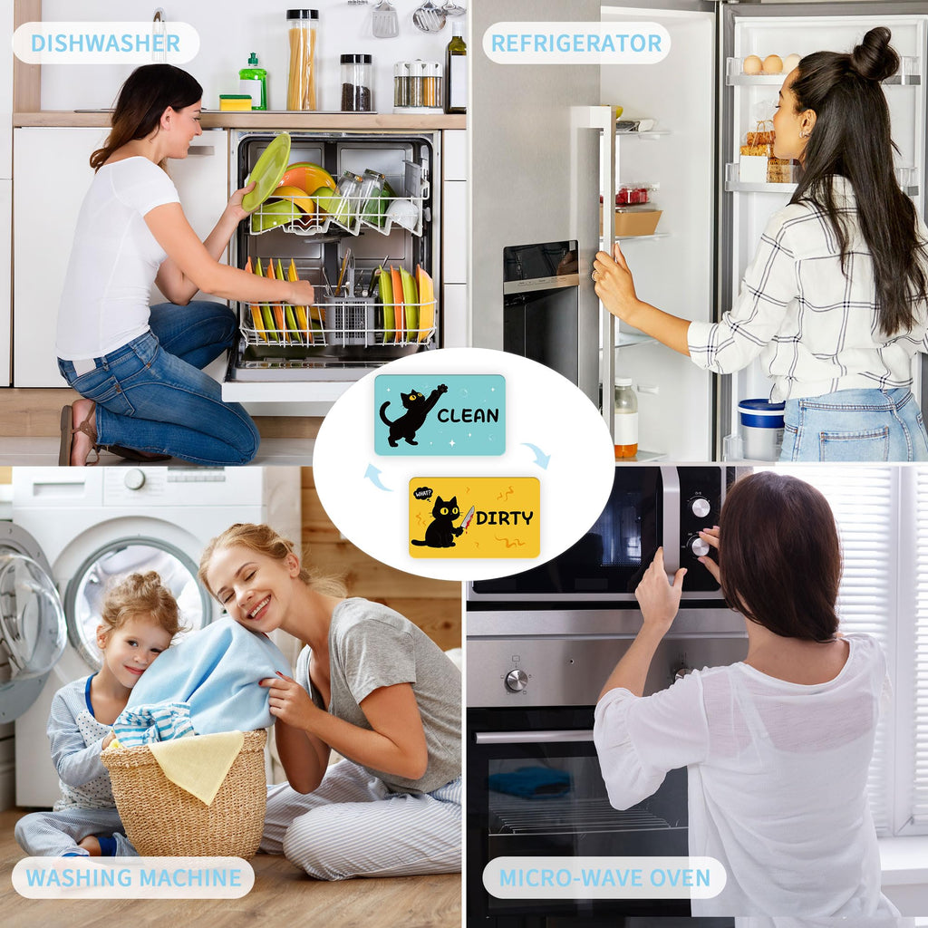 Clean Dirty Magnet for Dishwasher Black Cat
