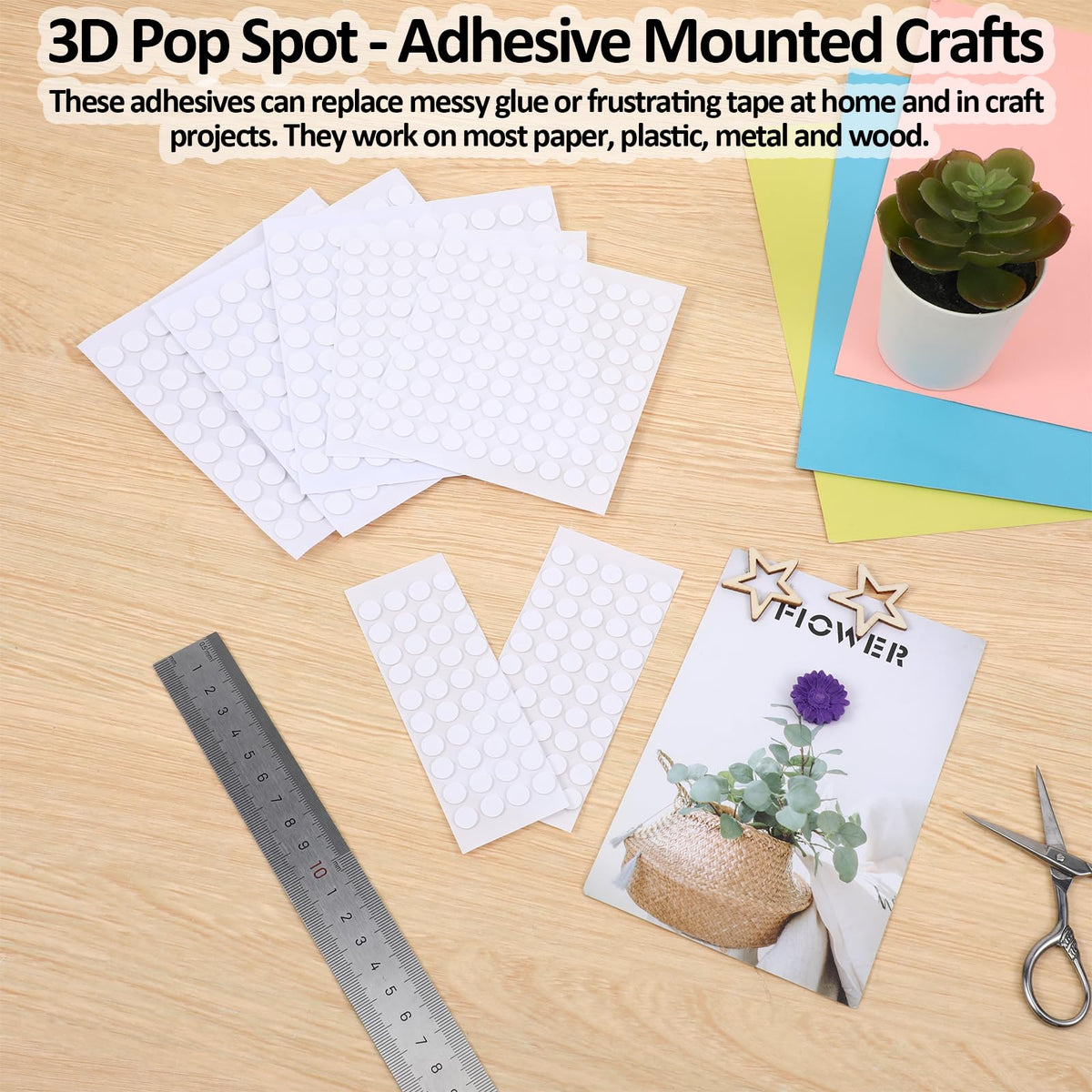 10 Sheet Foam Dots Double-Sided 1000 Pcs Round Adhesive 3D Craft Foam Tape for Scrapbooking Mini Foam Stickers for Art Crafts DIY Handmade Card Making (0.3 inch & 0.4 inch) 0.3 inch & 0.4 inch
