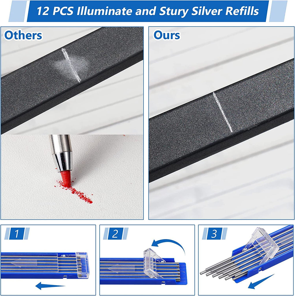 Hiboom 2PCS Welders Pencil with 24 Pcs Silver Round Refills 2