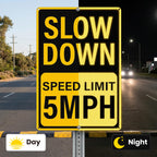 2 Pack Slow Down Speed Limit 5 MPH Signs 12 x 18 Inches Reflective Yellow