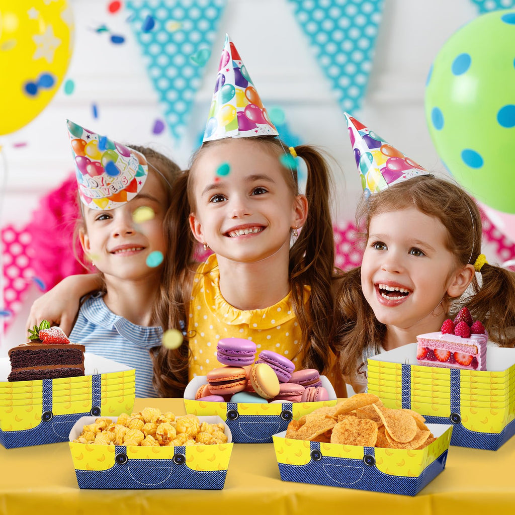 24 PCS Cartoon Yellow Party Food Trays Disposable