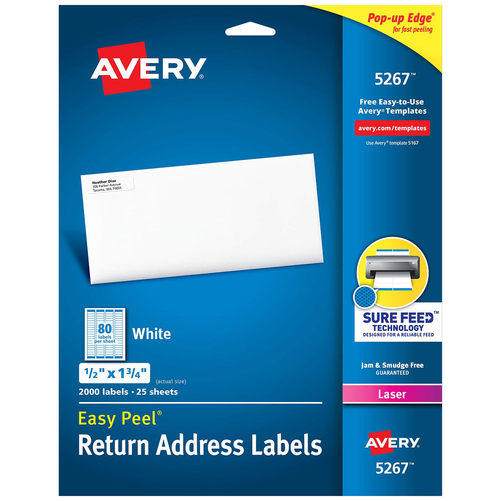 Avery Easy Peel Printable Address Labels and Return Address Labels (750 + 2000 Count) 750 labels Labels + 2000 Labels