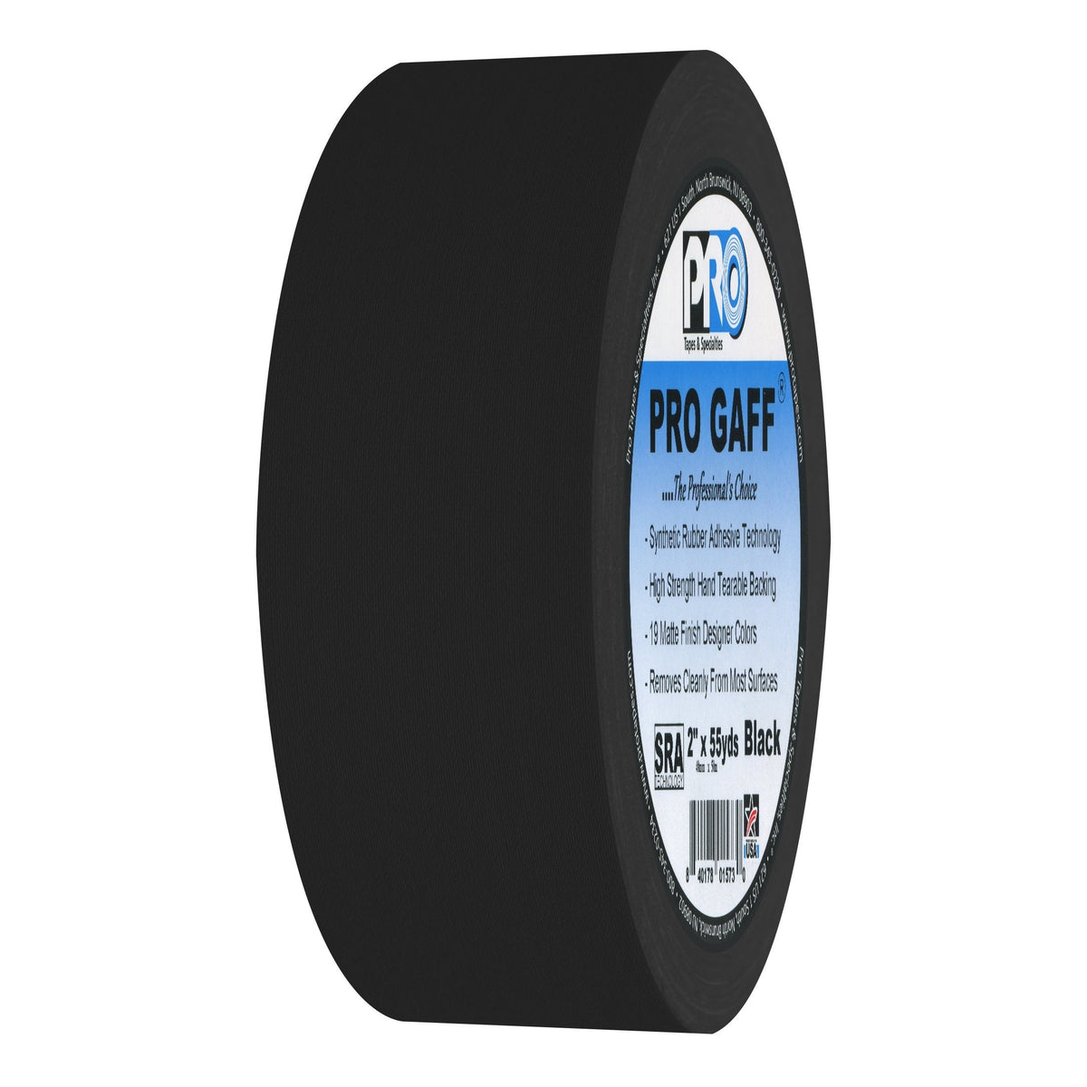 ProTapes Pro Gaff Premium Matte Cloth Gaffer's Tape with Rubber Adhesive, 11 mils Thick, 55 yds Length, 3" Width, Black (Pack of 1) & Pro Gaffer Gaffers Tape, 2 in x 55 yd, Black
