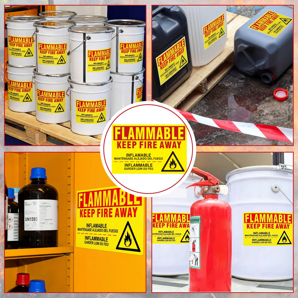3 Pcs Flammable Keep Fire Away Decal, 9 x 14 Inch