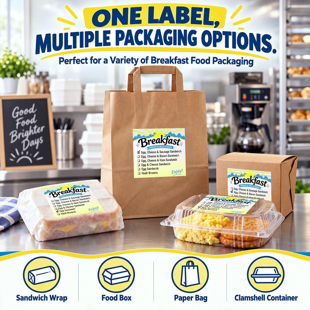 Dunzoom 1 Roll Breakfast Sandwich Check-Off Food Information Labels