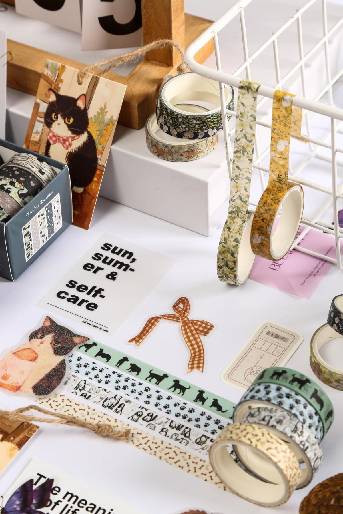 10 Rolls Skinny Washi Tape Set Texture Arts Adhesive Tapes Basic Patterns Decorative Masking Tape Sets for Craft, Kids, Scrapbook, DIY, Gift Wrapping (Style Two) Style Two