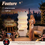 6FT Champagne Wall Holder with LED Light, Party Birthday Event Décor, Wavy Arch 6FT(180cm)