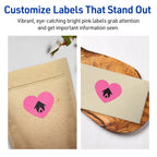 Avery Printable Heart Labels, Sure Feed Technology, 2-9/32" x 1-27/32", Bright Pink Labels, Print-to-The-Edge, Laser/Inkjet Printable, 240 Total, Great for Mailing Seals and Packaging 240 labels