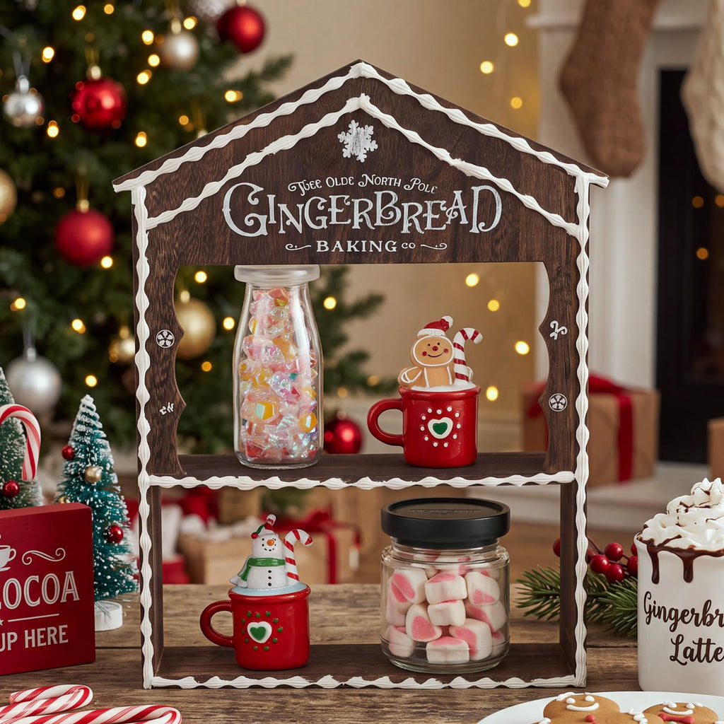 Christmas Gingerbread House Hot Cocoa Bar Wooden Storage Box