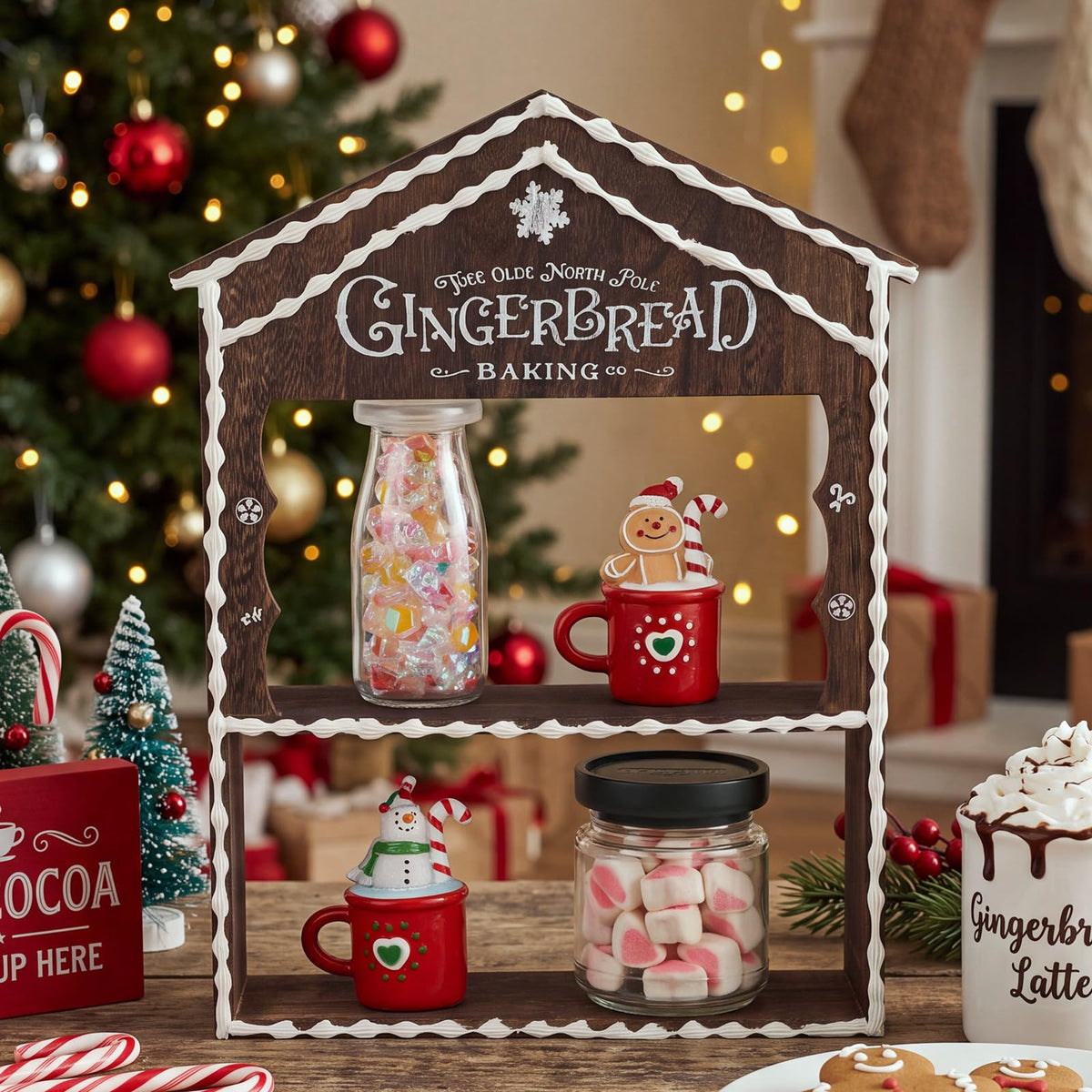 Christmas Gingerbread House Hot Cocoa Bar Wooden Storage Box