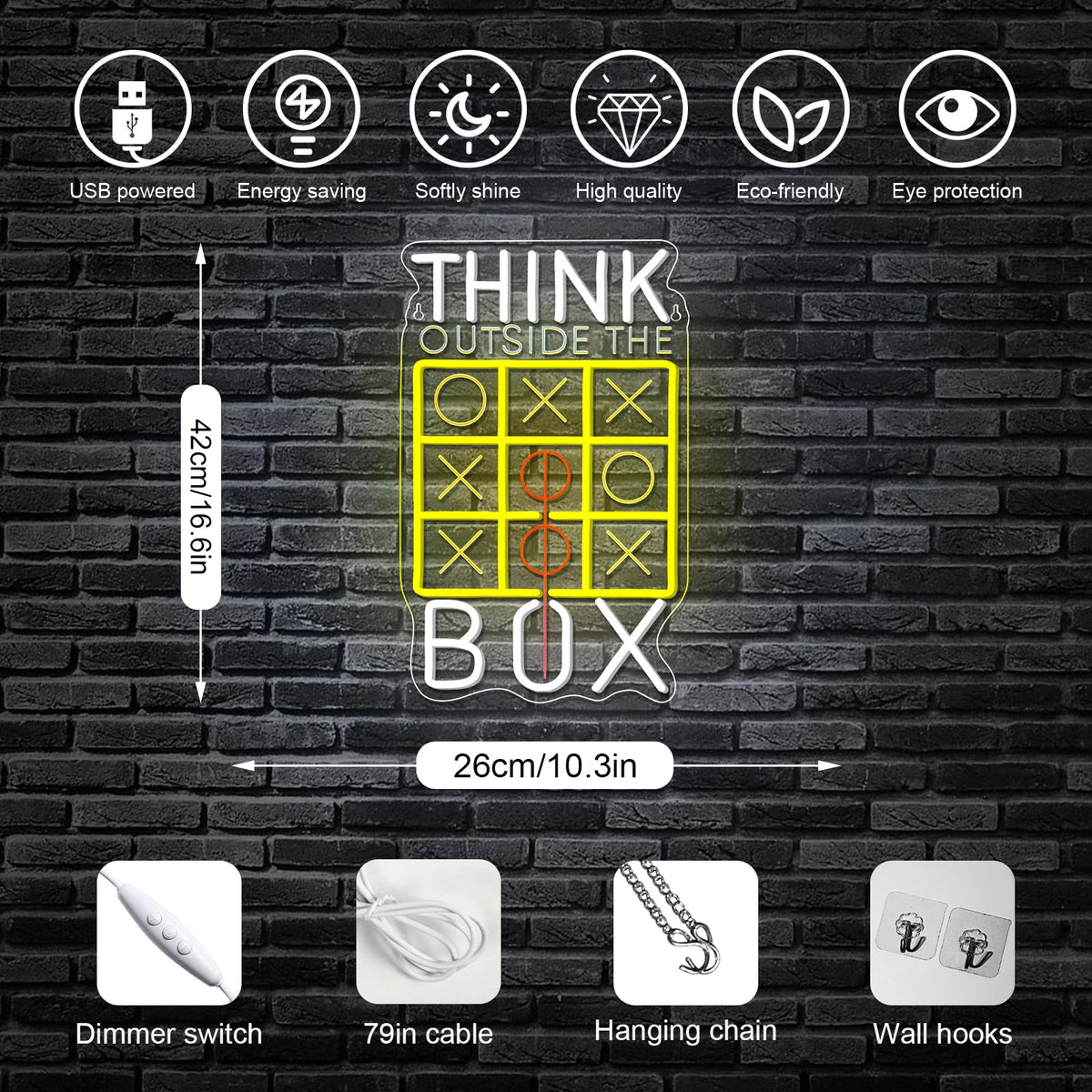 Horseneon Think Outside The Box Neon Sign Classroom Neon Light for Student