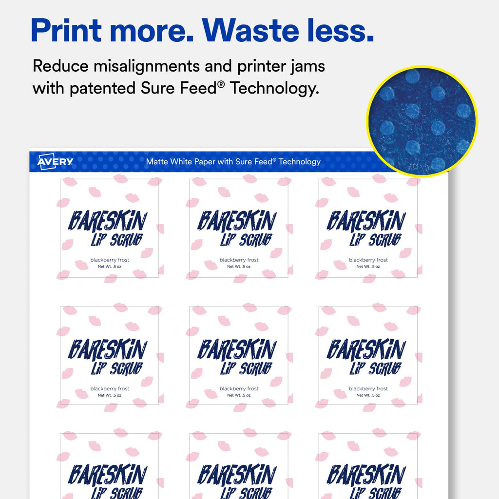 Avery® Matte White Square Labels, 2" x 2", 300 Total 300 labels