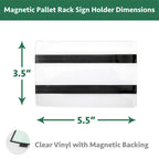 Pack of 25 - Pallet Rack Sign Holder with Two Magnetic Strips, Vinyl Pouch Label Holder with Side Opening, Rack & Shelf Card Holders, Size 3-1/2" Height x 5-1/2" Wide Pack of 25