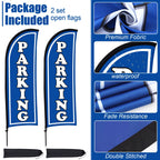 Hahafelt 2 Sets Parking Feather Flag with Pole 7 ft Parking Sign Banner Swooper Flag with Ground Stake and Portable Bag for Business Outside Event (Blue) Blue