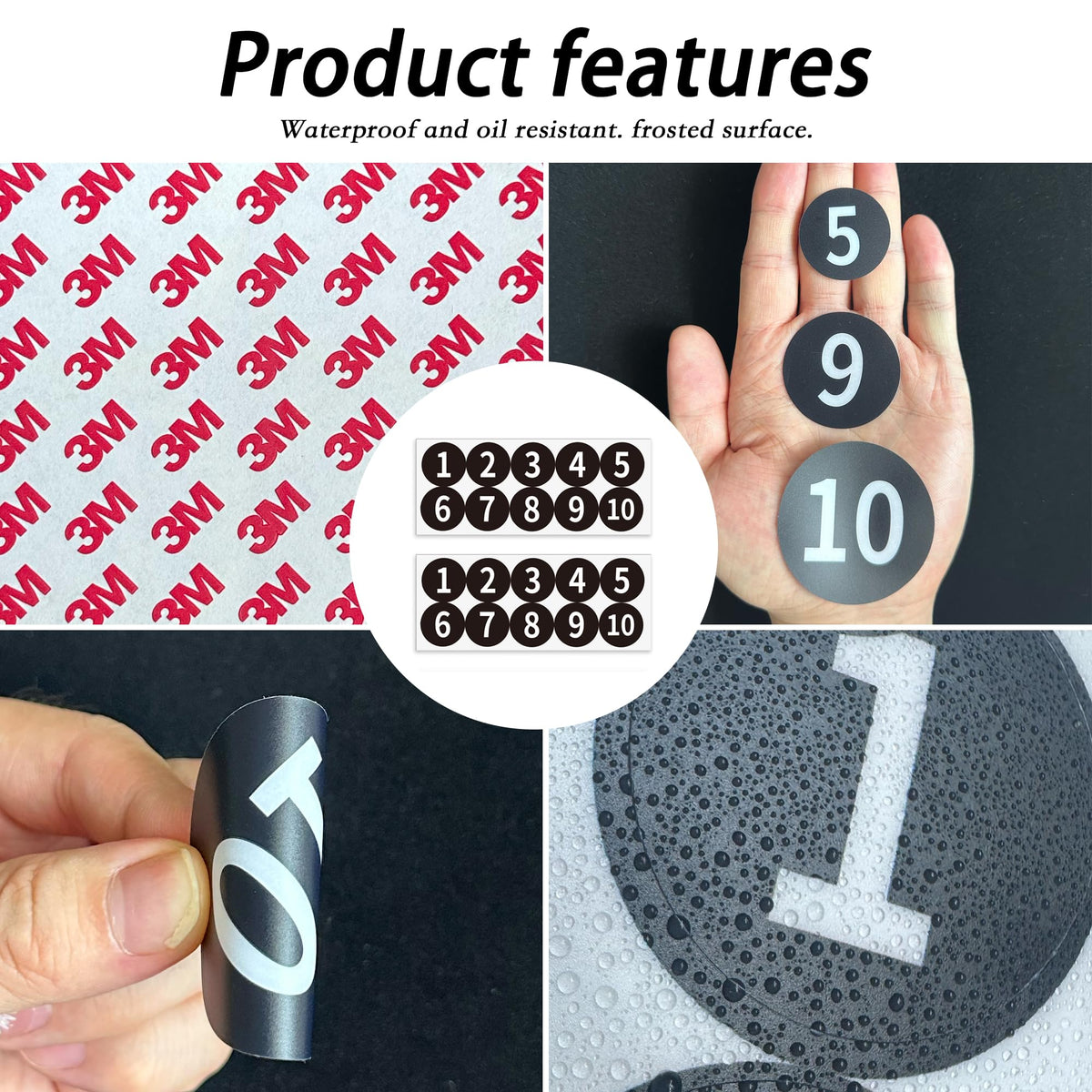 20 PCS Self Adhesive Number Stickers 1-10, 1.4 in Black Anti-Fading Waterproof Vinyl Circle Number Sticker Plastic Consecutive Small Number Stickers for Machine and Fitness Equipment Locker 1.4IN