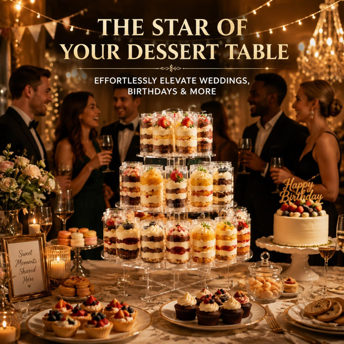 Marsui 1 Pack 36 Holes Cake Pop Display Stand, 3-tiered Clear Cakes Holder