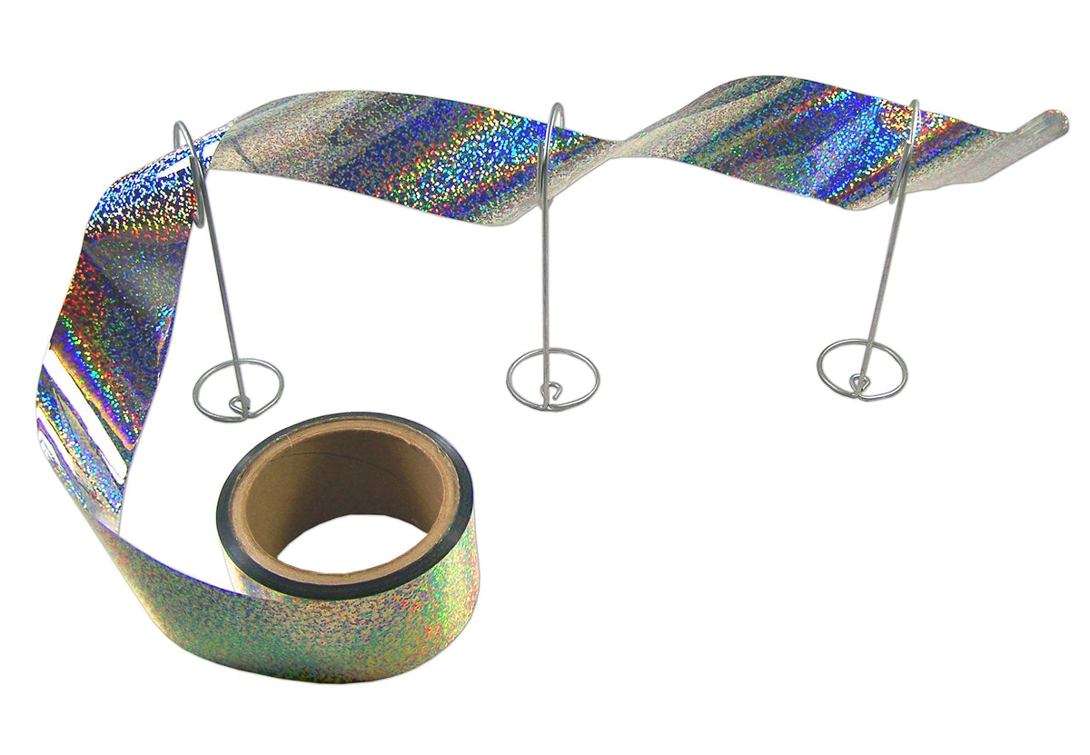 Bird-X Irri-Tape, Holographic Bird Scare Tape, Iridescent Foil Reflective Tape for Multi-Sensory Attack, Easy to Install, 2" W x 100' L 2" x 100ft Length