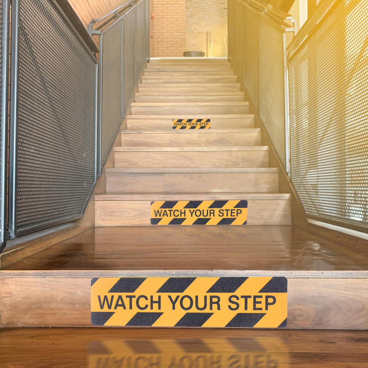 Watch Your Step Decals, 6 x 24 Inch, 6 Pack Caution Warning Stickers