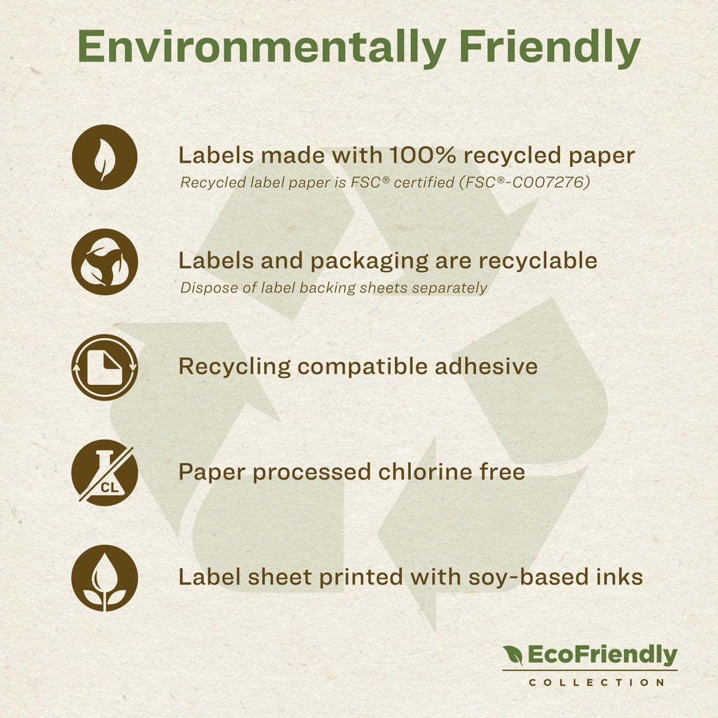 Avery® EcoFriendly Matte White Recycled Rectangle Labels, 1.5" x 3.75", Print-to-The-Edge, Matte White Labels, Permanent Adhesive, Laser/Inkjet Printable, 250 Total 250 labels