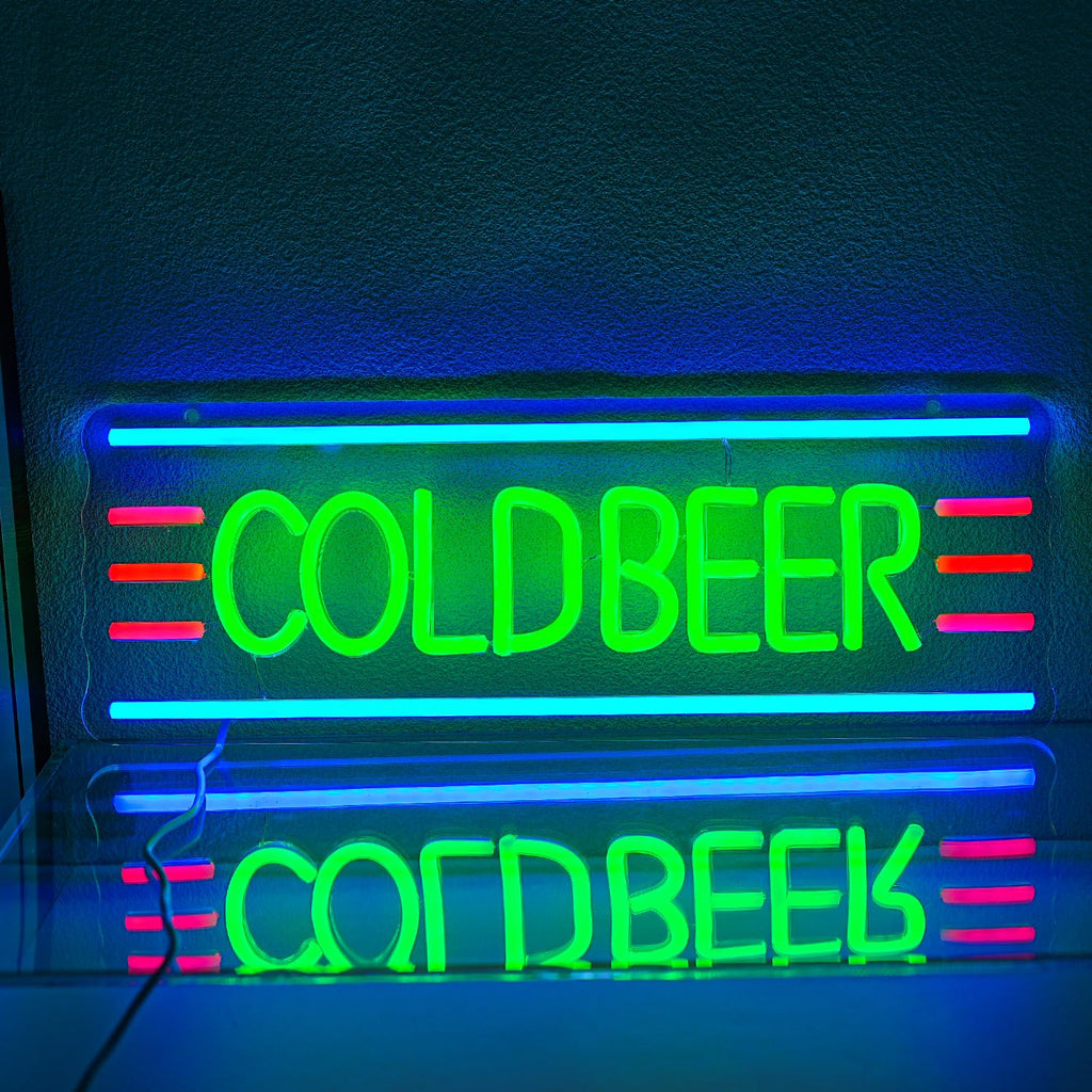 Cold Beer Neon Sign Bar Neon Light Sign for Man Cave Beer Neon Light Sign Letter Led Sign for Pub Bedroom Store Club Bistro Wall Decor Ideal Pick for Dad Husband Men Cold Beer