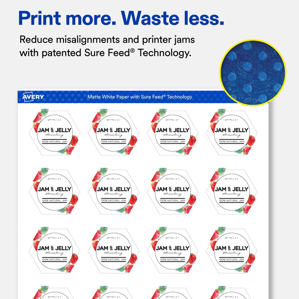 Avery® Matte White Hexagon Labels, 1-1/2" x 1-47/54", 500 Total 500 labels